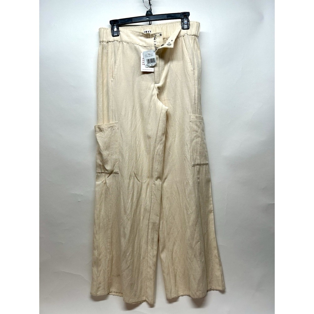 Roxy Viscose/Linen Blend Women's Parchment Size Small Pants (B9)
